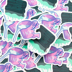 Pink and blue custom vinyl stickers
