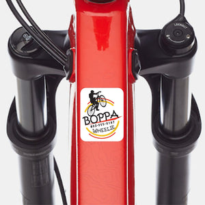 Custom bike shop sticker on a air pump Bicycle & Bike Shop Stickers image