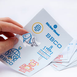 Themed sticker sheet with BBCO stickers