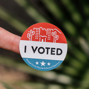 I voted custom vinyl political stickers for political organizations lobby groups and politicians red white blue America election stars palm southwest Political Organization Stickers image