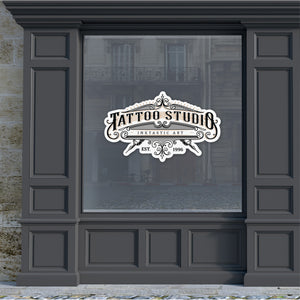 Tattoo Store with custom tattoo sign sticker in the window Tattoo Stickers image