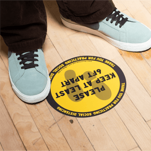 Black and yellow social distancing floor sticker Floor Stickers image